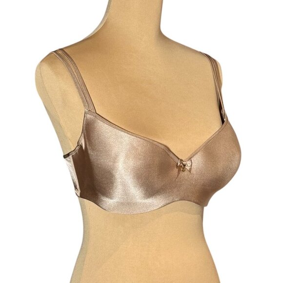 Le Mystere Trisha Bra Sz.34F Nude Satin Underwire Molded Cup Sexy Lingerie Solid - Picture 2 of 10